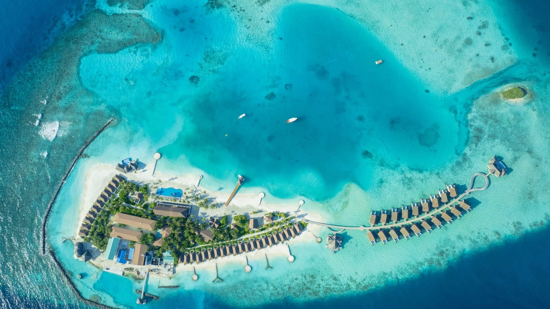 NOOE Maldives Kunaavashi с высоты, атолл Ваву