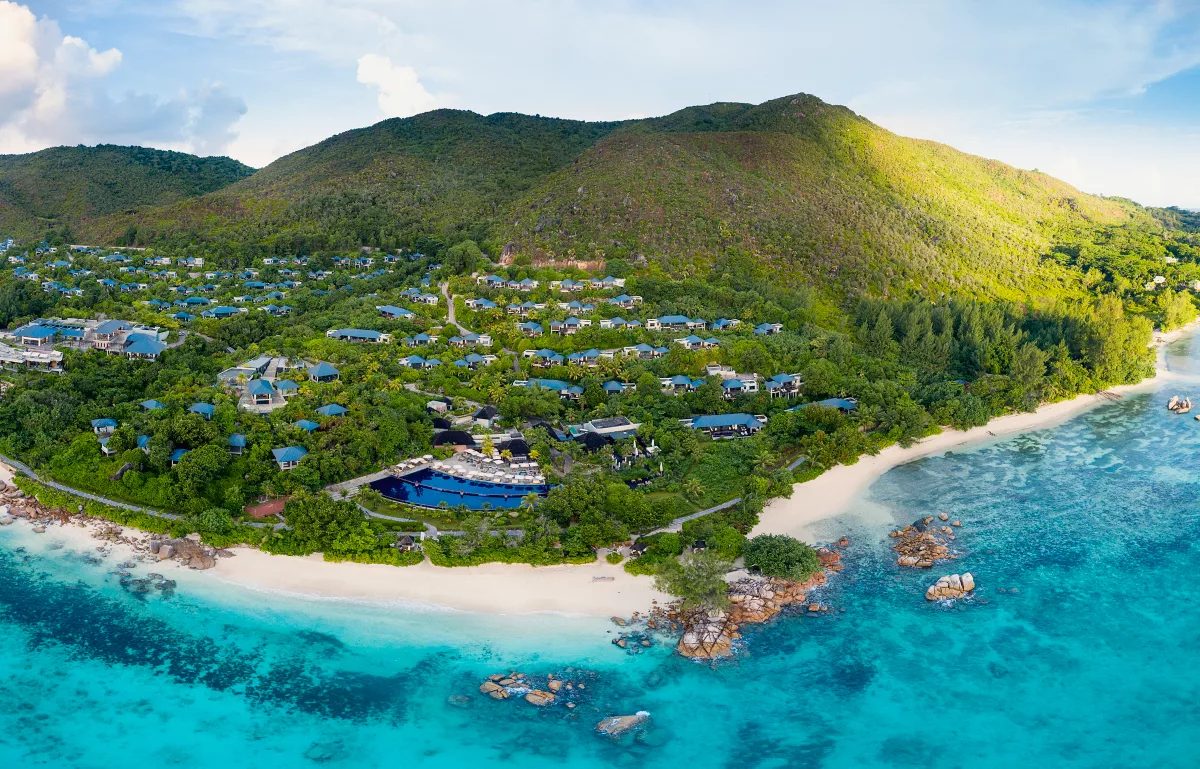 Raffles Seychelles — вид на курорт с высоты